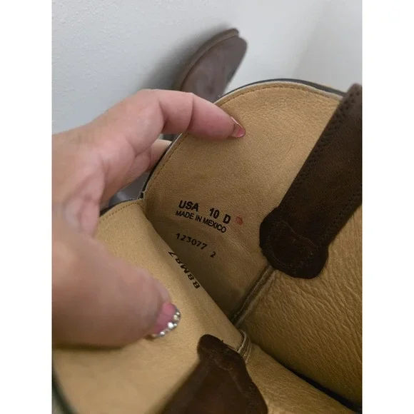 Moonshine Spirit Men's 10D Brown Leather Western Cowboy Boots Square Toe - Picture 11 of 12